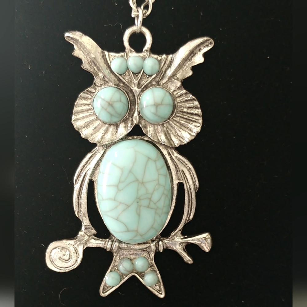 Silver Moon Bay Owl Pendant Necklace